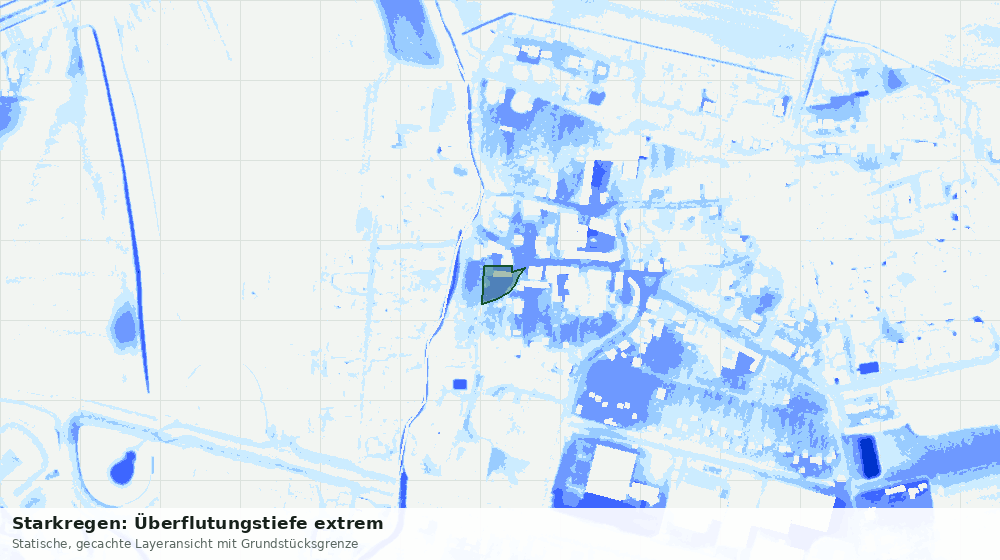 Statische Kartenansicht: Starkregen: Überflutungstiefe extrem