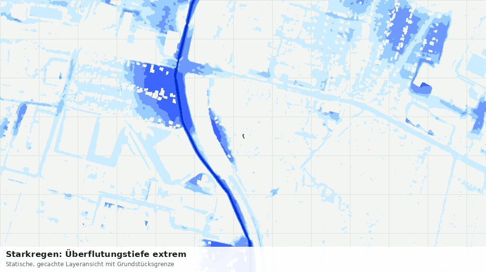 Statische Kartenansicht: Starkregen: Überflutungstiefe extrem