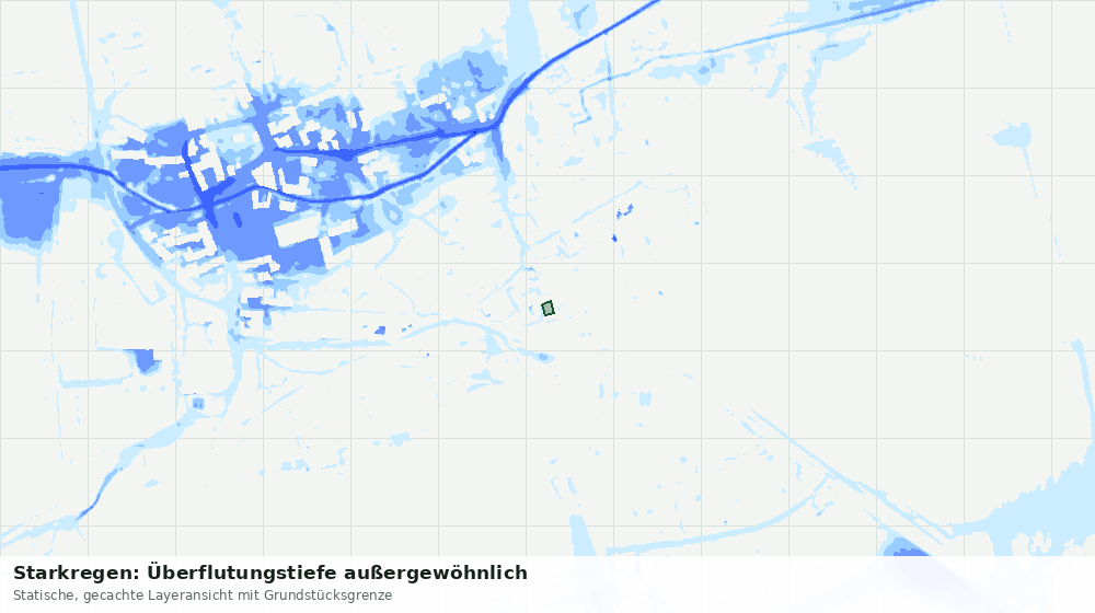 Statische Kartenansicht: Starkregen: Überflutungstiefe außergewöhnlich