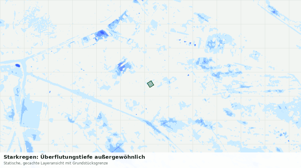 Statische Kartenansicht: Starkregen: Überflutungstiefe außergewöhnlich