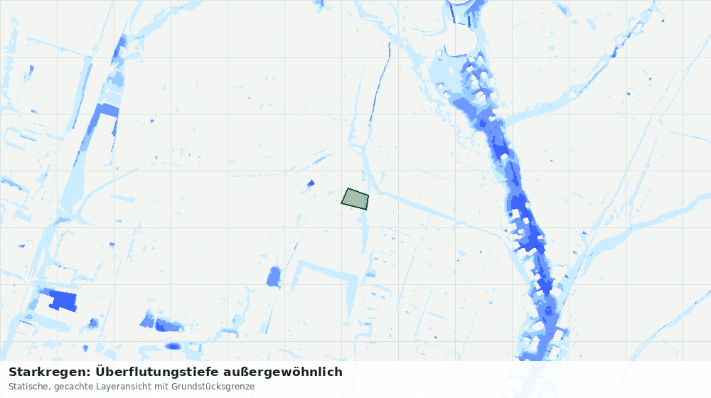 Statische Kartenansicht: Starkregen: Überflutungstiefe außergewöhnlich
