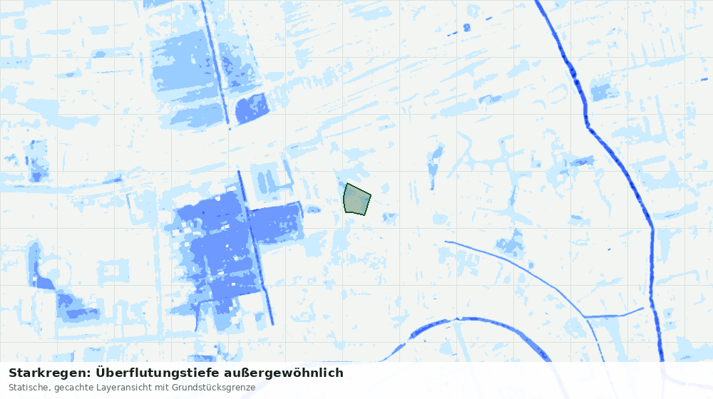 Statische Kartenansicht: Starkregen: Überflutungstiefe außergewöhnlich