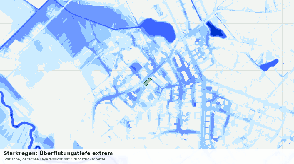 Statische Kartenansicht: Starkregen: Überflutungstiefe extrem