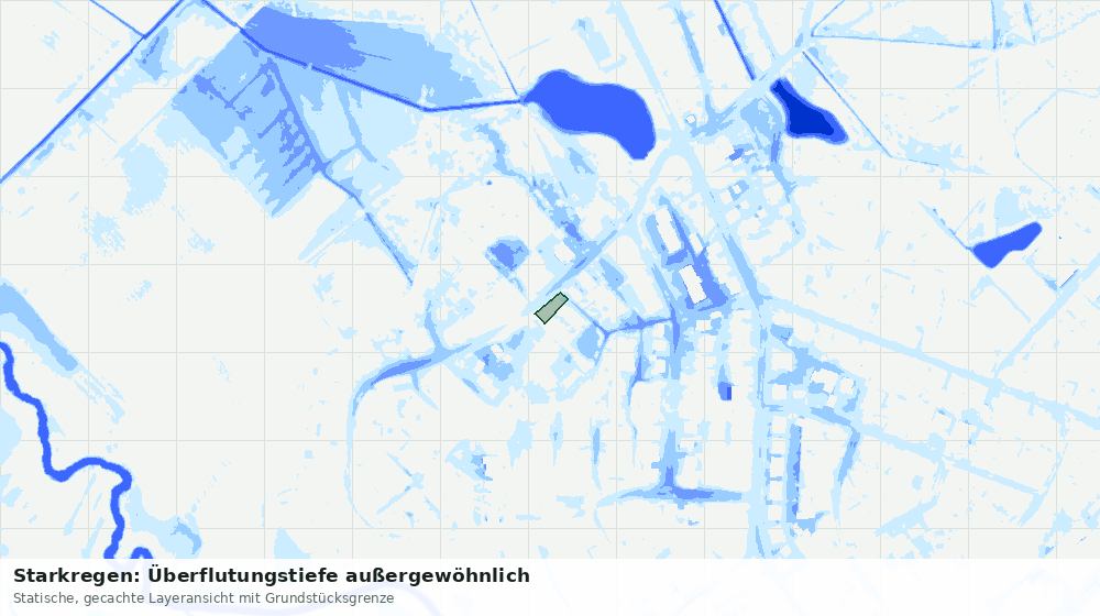 Statische Kartenansicht: Starkregen: Überflutungstiefe außergewöhnlich