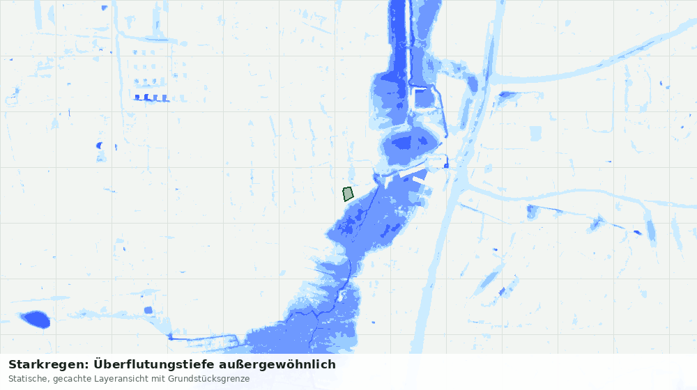 Statische Kartenansicht: Starkregen: Überflutungstiefe außergewöhnlich