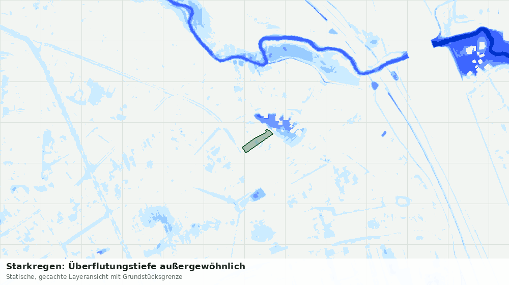 Statische Kartenansicht: Starkregen: Überflutungstiefe außergewöhnlich