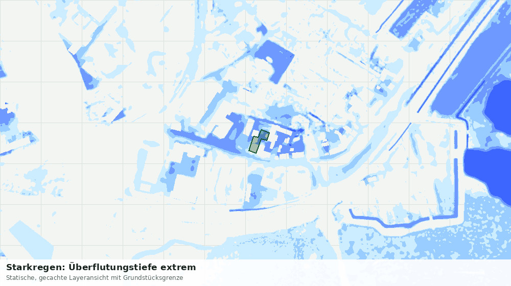 Statische Kartenansicht: Starkregen: Überflutungstiefe extrem