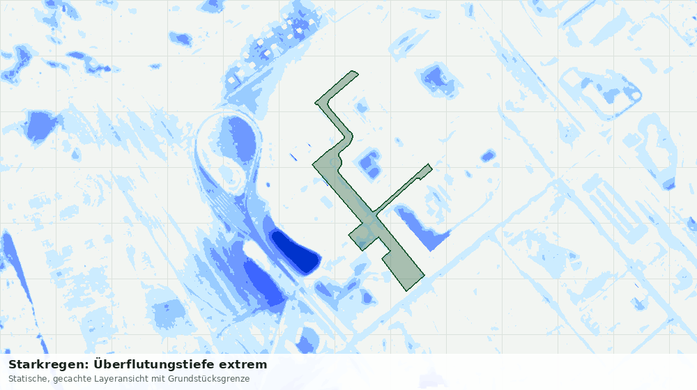 Statische Kartenansicht: Starkregen: Überflutungstiefe extrem