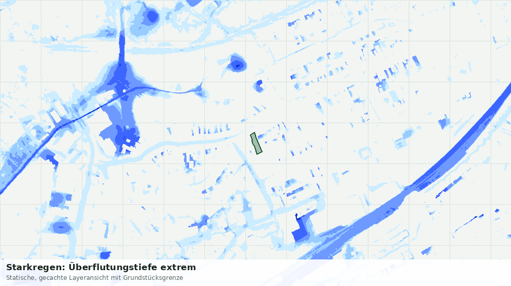 Statische Kartenansicht: Starkregen: Überflutungstiefe extrem