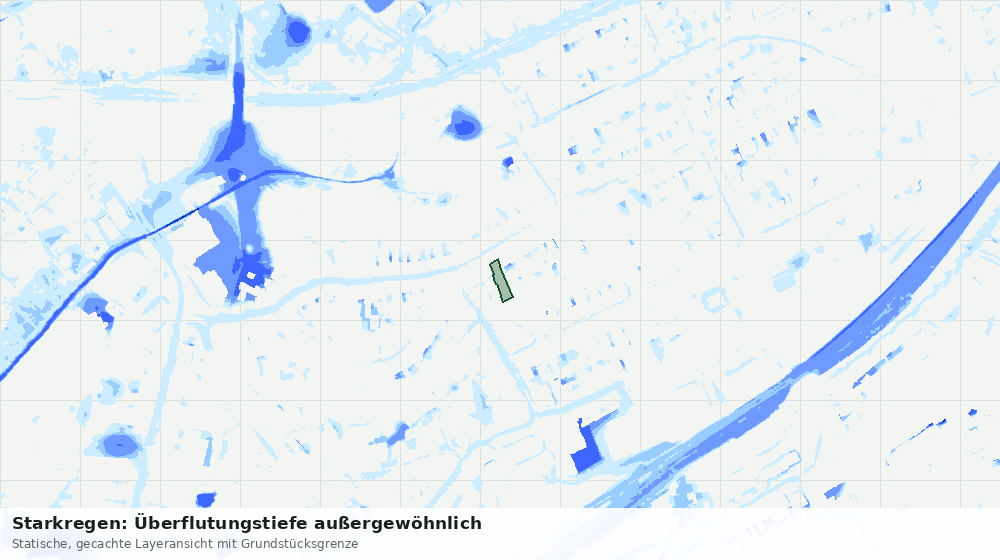 Statische Kartenansicht: Starkregen: Überflutungstiefe außergewöhnlich