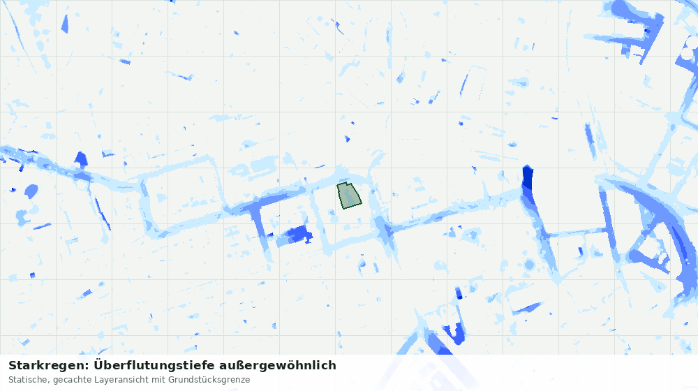 Statische Kartenansicht: Starkregen: Überflutungstiefe außergewöhnlich