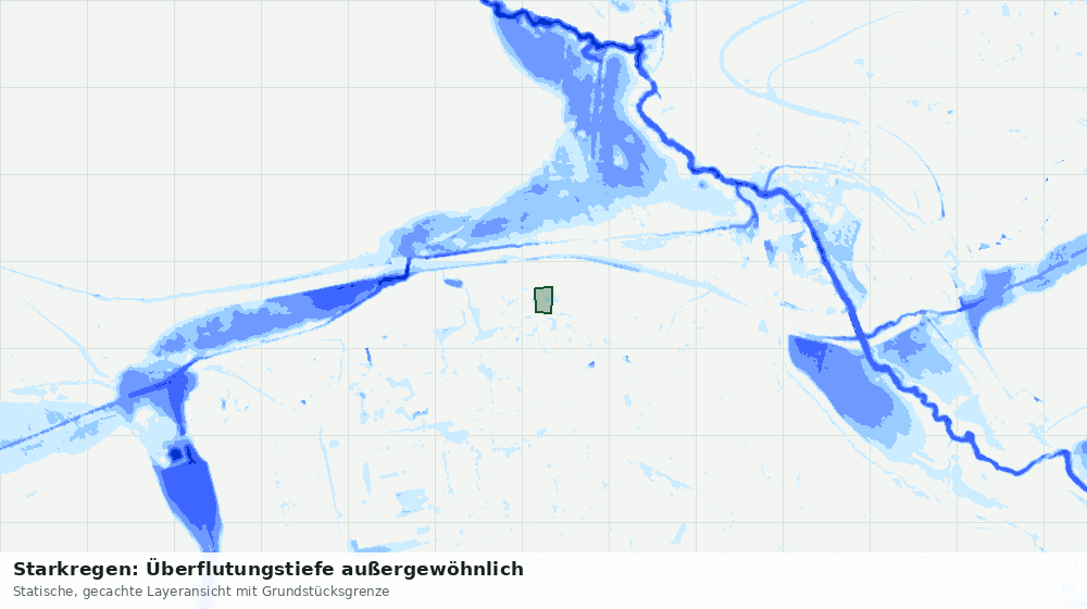 Statische Kartenansicht: Starkregen: Überflutungstiefe außergewöhnlich