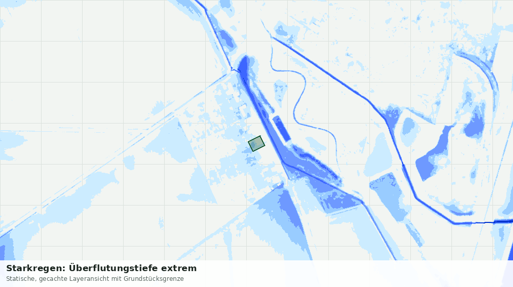 Statische Kartenansicht: Starkregen: Überflutungstiefe extrem