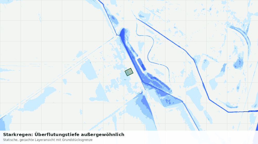 Statische Kartenansicht: Starkregen: Überflutungstiefe außergewöhnlich