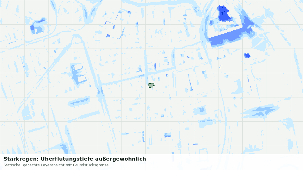 Statische Kartenansicht: Starkregen: Überflutungstiefe außergewöhnlich
