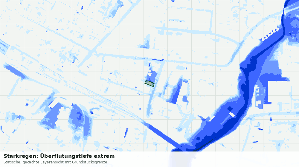Statische Kartenansicht: Starkregen: Überflutungstiefe extrem