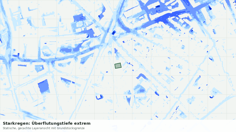 Statische Kartenansicht: Starkregen: Überflutungstiefe extrem