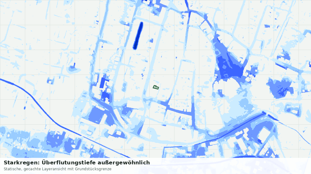 Statische Kartenansicht: Starkregen: Überflutungstiefe außergewöhnlich