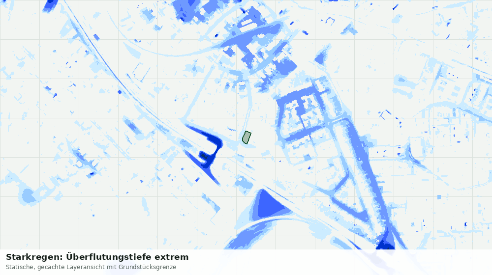 Statische Kartenansicht: Starkregen: Überflutungstiefe extrem
