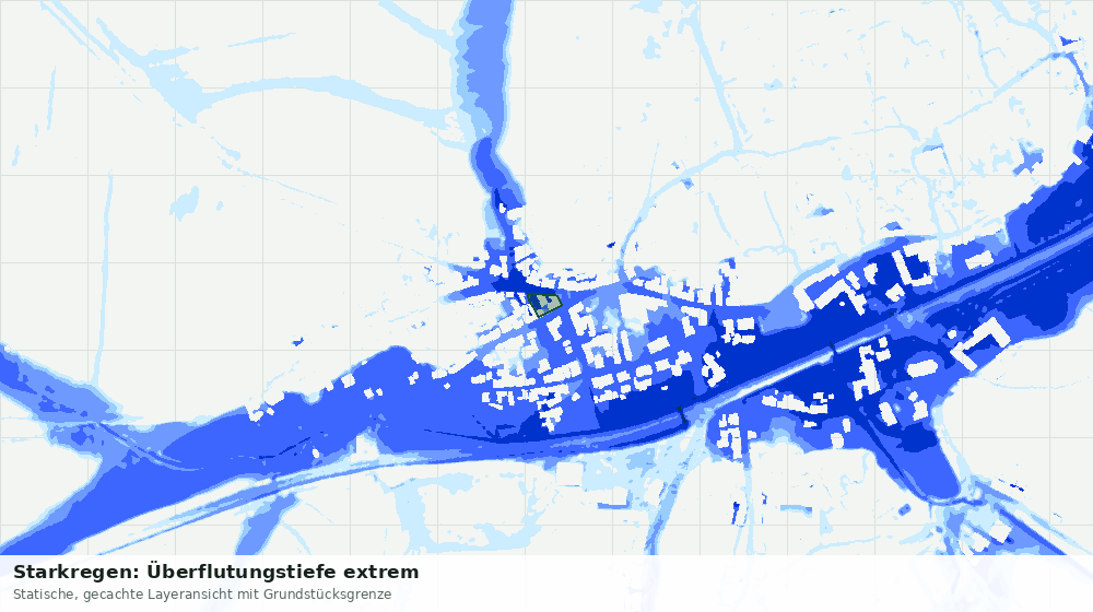 Statische Kartenansicht: Starkregen: Überflutungstiefe extrem
