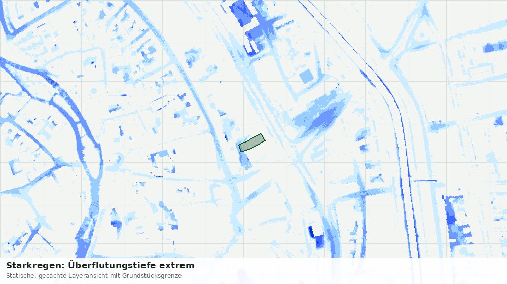 Statische Kartenansicht: Starkregen: Überflutungstiefe extrem