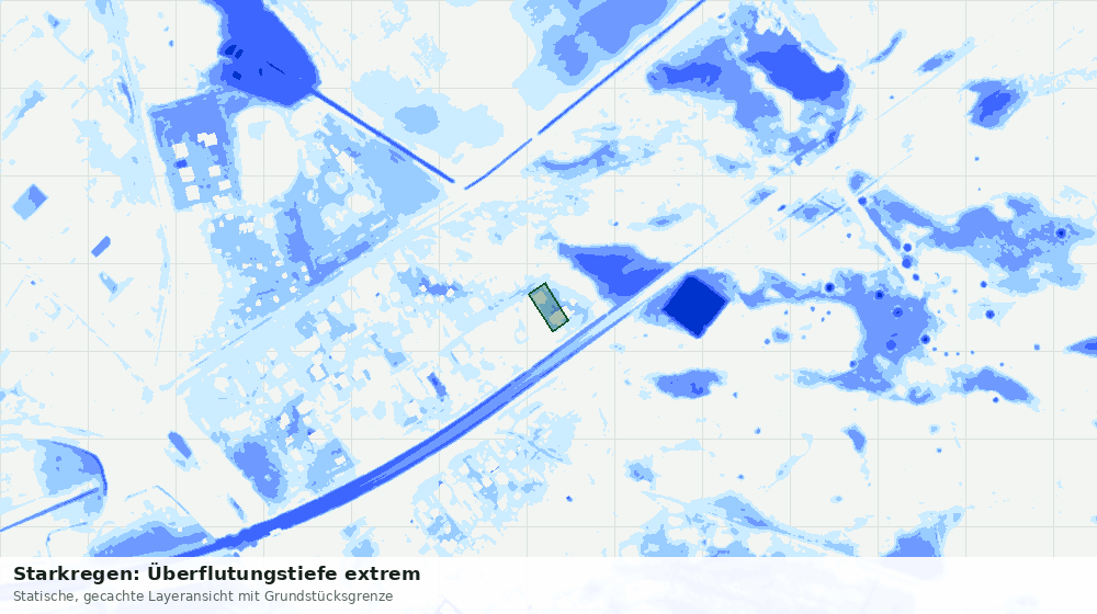 Statische Kartenansicht: Starkregen: Überflutungstiefe extrem