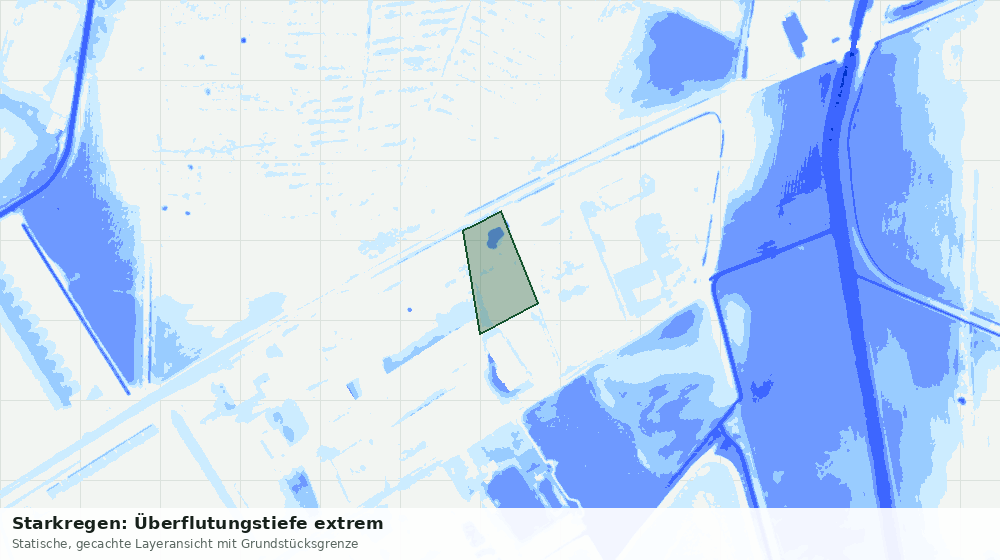 Statische Kartenansicht: Starkregen: Überflutungstiefe extrem