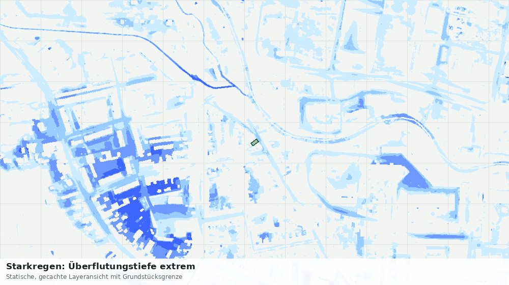 Statische Kartenansicht: Starkregen: Überflutungstiefe extrem