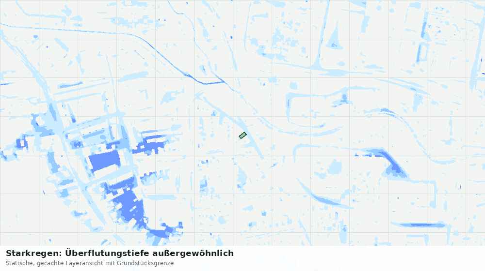 Statische Kartenansicht: Starkregen: Überflutungstiefe außergewöhnlich