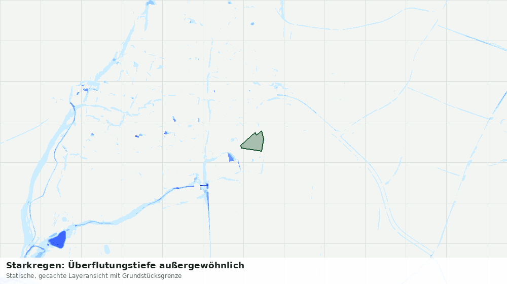Statische Kartenansicht: Starkregen: Überflutungstiefe außergewöhnlich