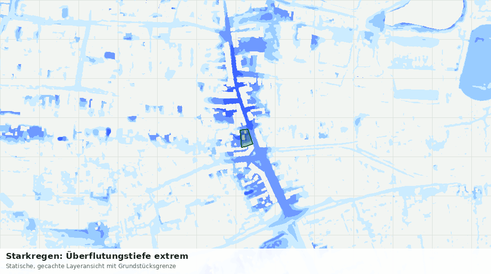 Statische Kartenansicht: Starkregen: Überflutungstiefe extrem