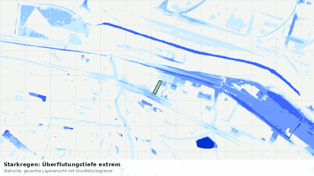Statische Kartenansicht: Starkregen: Überflutungstiefe extrem