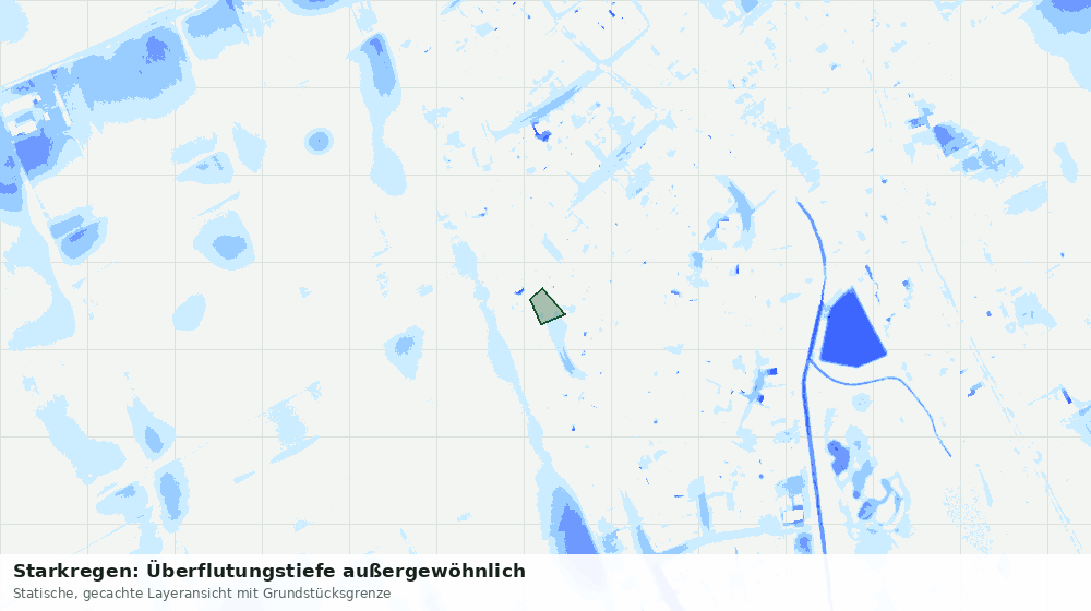 Statische Kartenansicht: Starkregen: Überflutungstiefe außergewöhnlich