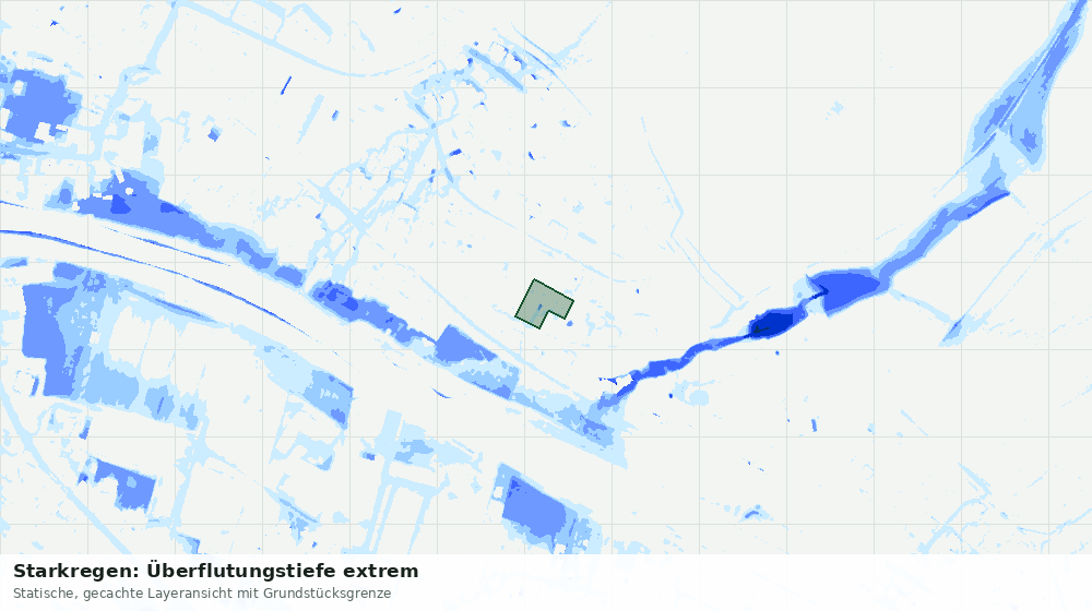 Statische Kartenansicht: Starkregen: Überflutungstiefe extrem