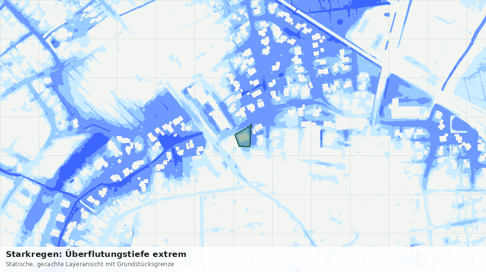 Statische Kartenansicht: Starkregen: Überflutungstiefe extrem