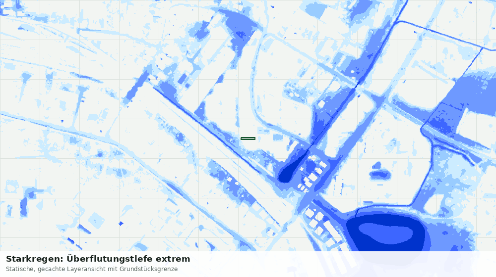 Statische Kartenansicht: Starkregen: Überflutungstiefe extrem
