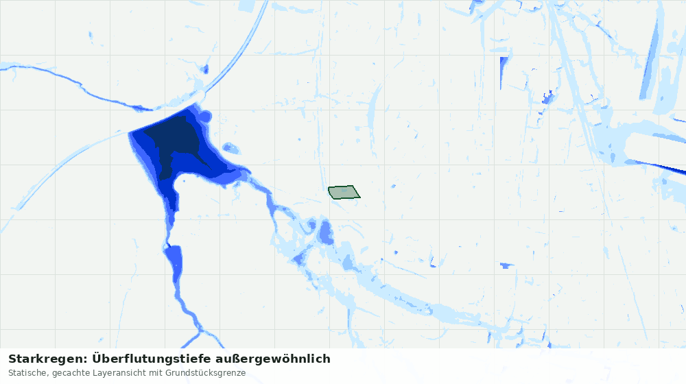 Statische Kartenansicht: Starkregen: Überflutungstiefe außergewöhnlich