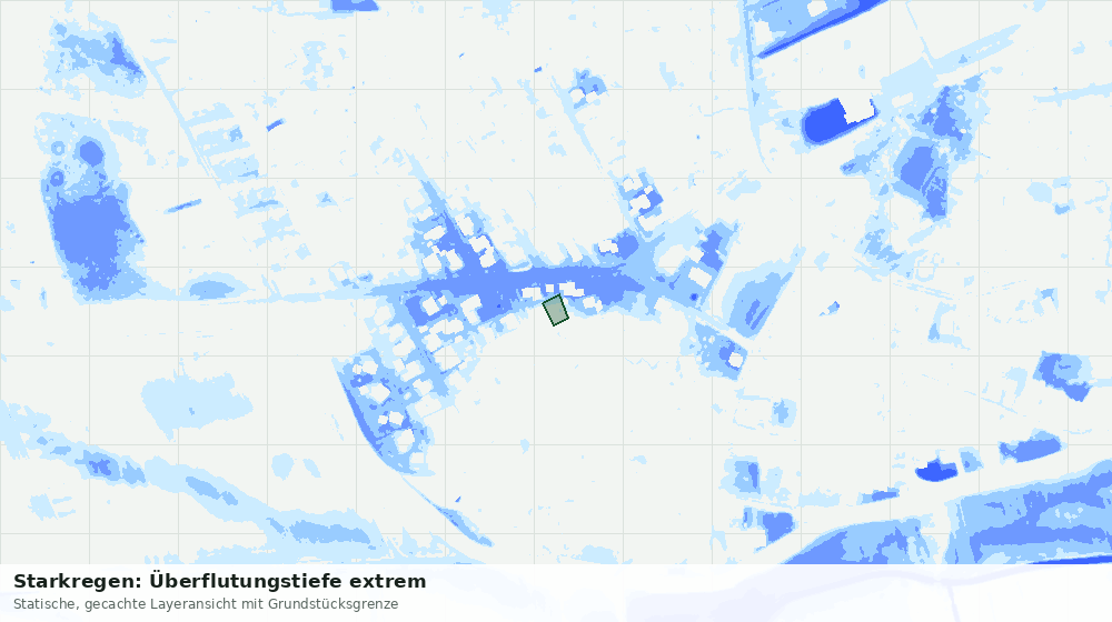 Statische Kartenansicht: Starkregen: Überflutungstiefe extrem
