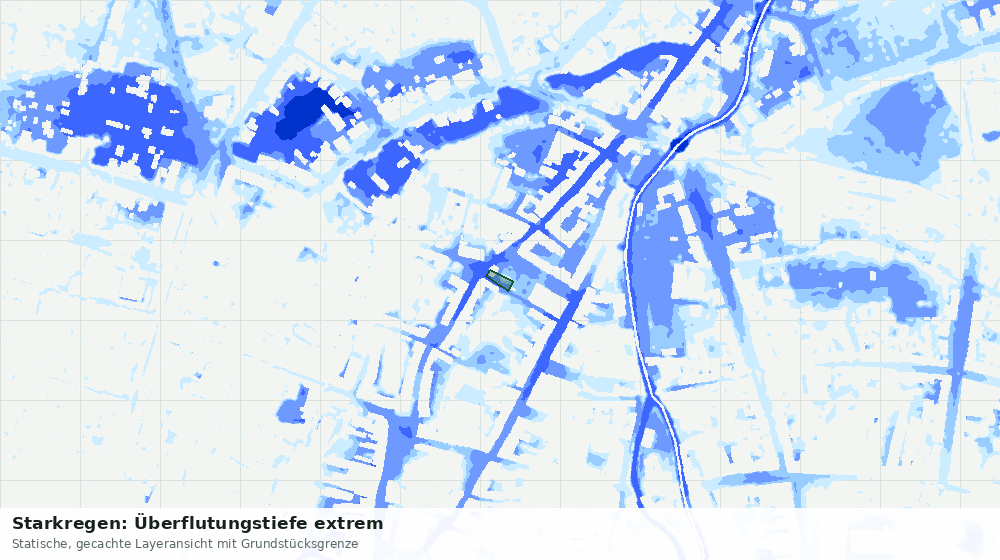 Statische Kartenansicht: Starkregen: Überflutungstiefe extrem