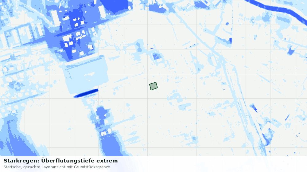 Statische Kartenansicht: Starkregen: Überflutungstiefe extrem