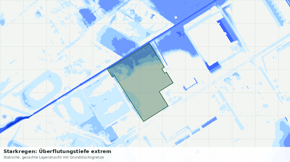 Statische Kartenansicht: Starkregen: Überflutungstiefe extrem