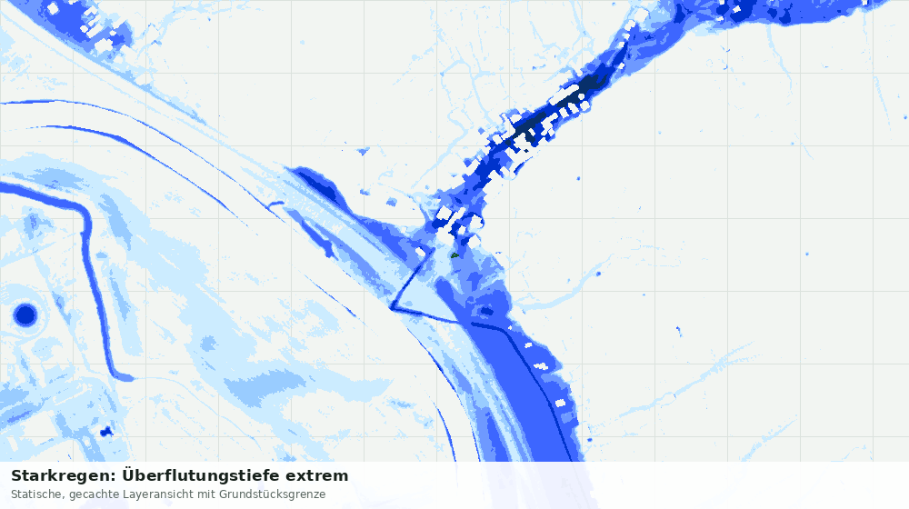 Statische Kartenansicht: Starkregen: Überflutungstiefe extrem