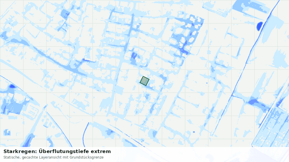 Statische Kartenansicht: Starkregen: Überflutungstiefe extrem