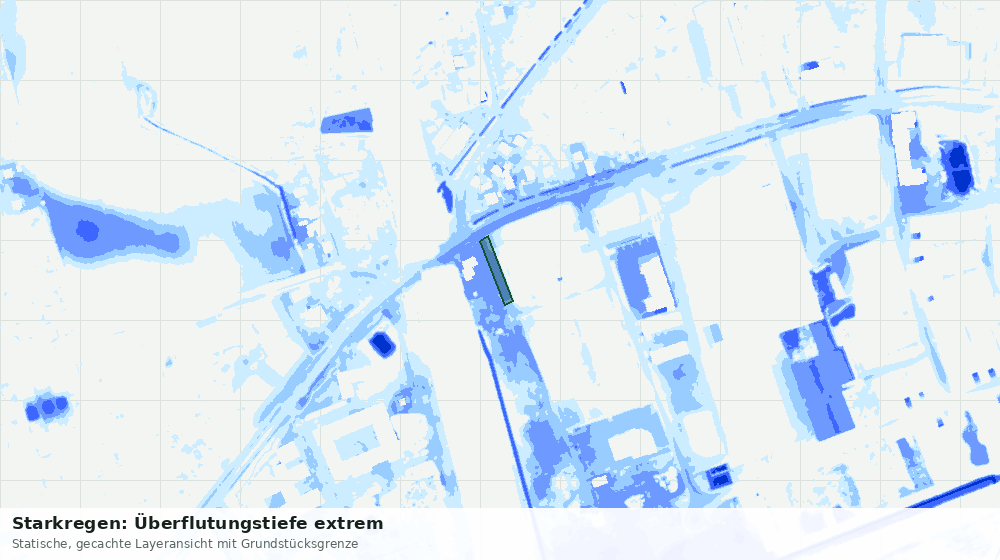 Statische Kartenansicht: Starkregen: Überflutungstiefe extrem