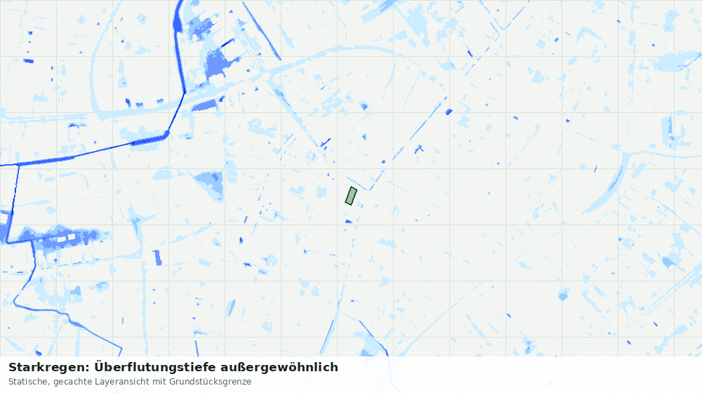 Statische Kartenansicht: Starkregen: Überflutungstiefe außergewöhnlich