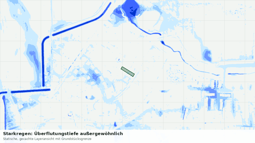 Statische Kartenansicht: Starkregen: Überflutungstiefe außergewöhnlich