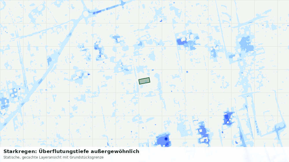 Statische Kartenansicht: Starkregen: Überflutungstiefe außergewöhnlich