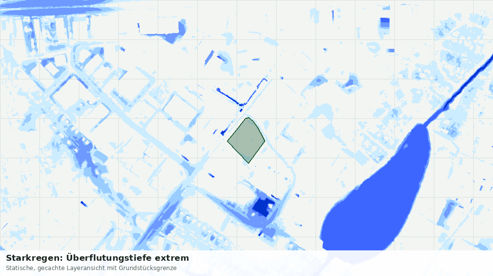 Statische Kartenansicht: Starkregen: Überflutungstiefe extrem