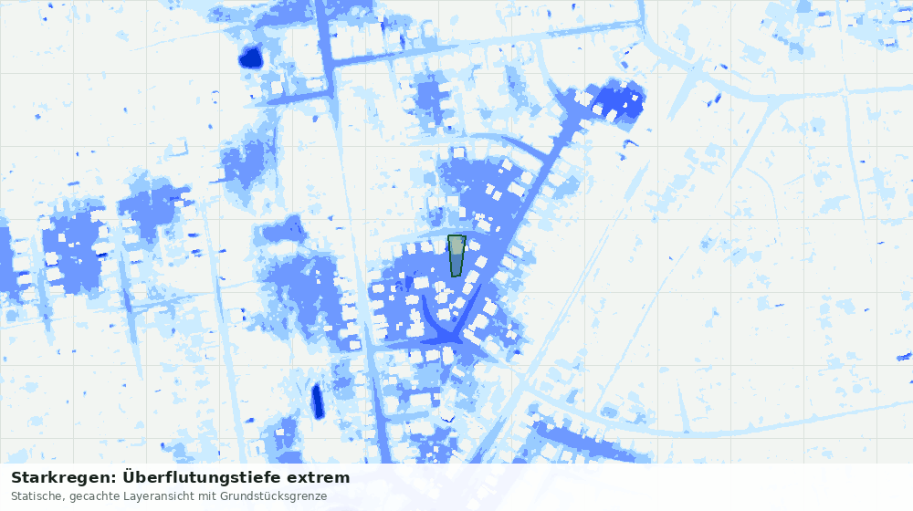 Statische Kartenansicht: Starkregen: Überflutungstiefe extrem