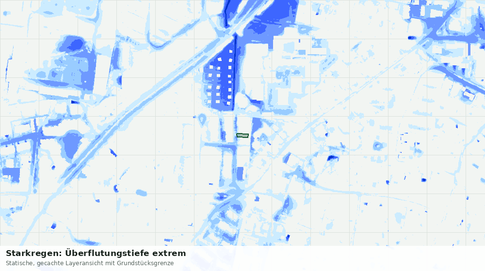 Statische Kartenansicht: Starkregen: Überflutungstiefe extrem